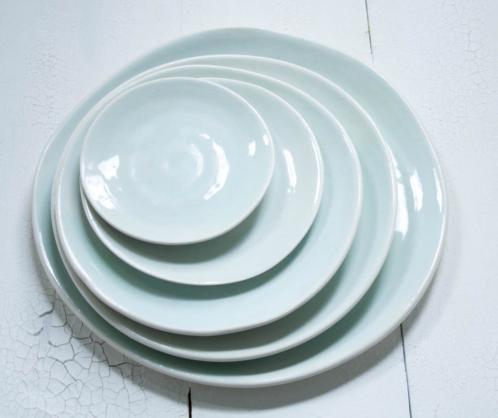 Stacked Plates Pale Aqua Small Serving Set