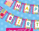 INSTANT DOWNLOAD DIY Printable Ice Cream Party Happy Birthday Banner from Doodlulu by 2 june bugs Il_170x135