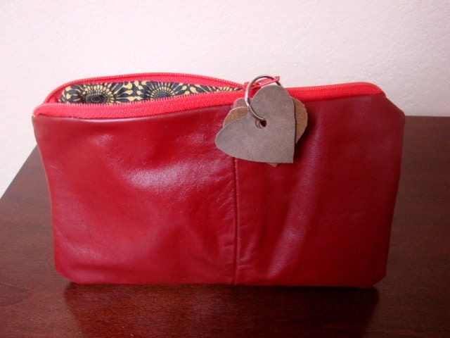 Cherry Red Clutch - Repurposed Fabric