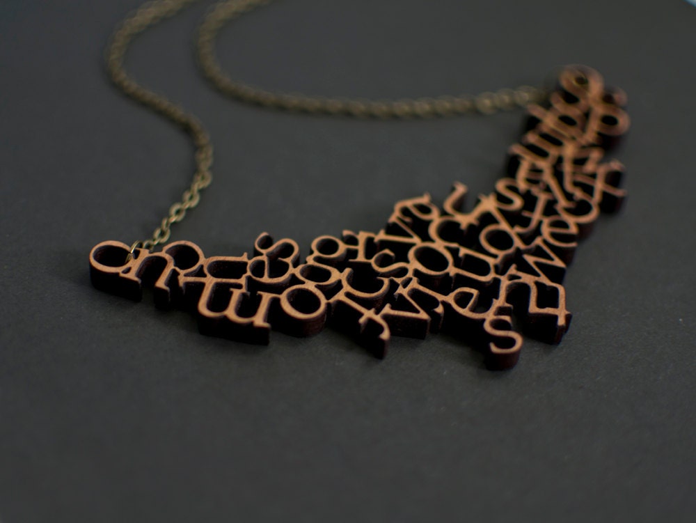 Modern Wooden Alphabet Necklace