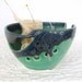 Ceramic Yarn Bowl, Yarn holder, KNITTING bowl, Crochet Bowl, Handmade Pottery, Mint Emerald Green Blue Twisted Leaf Large Winter Knitter