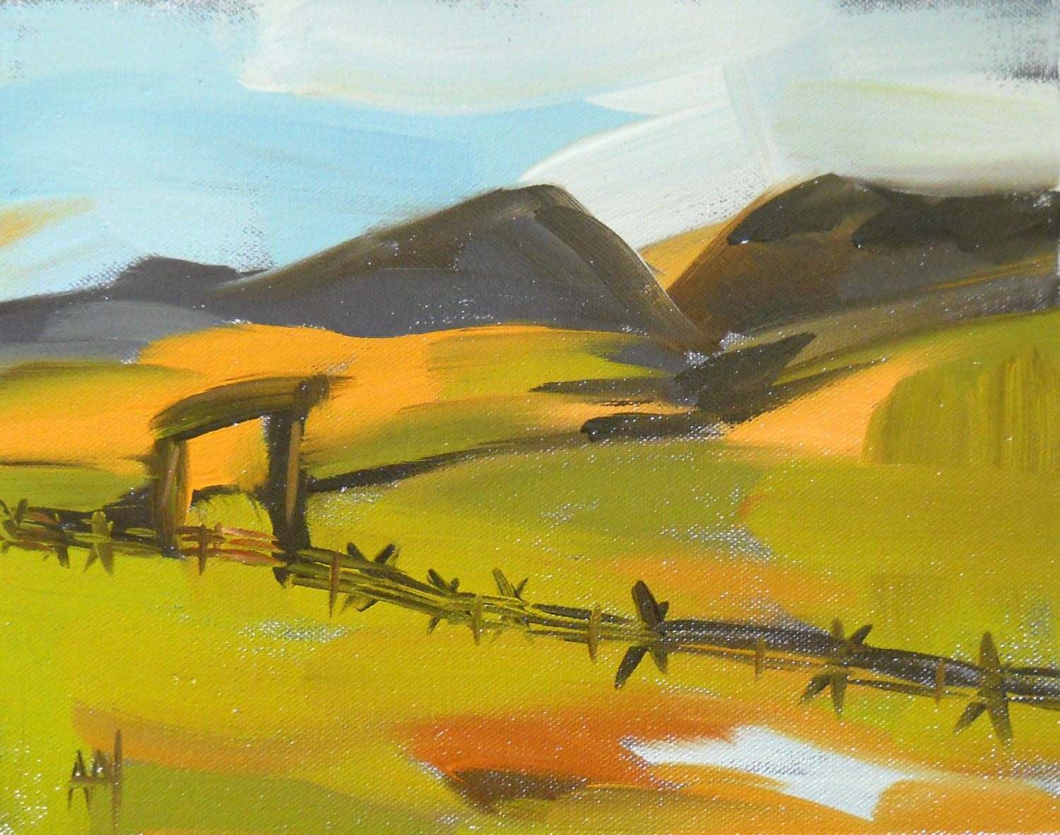 jack fence on a fall day original painting by moulton 8 x 10 inch