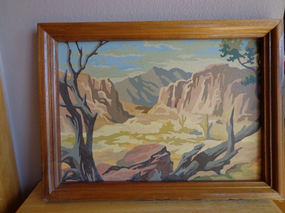 Vintage Paint by Number Picture with Southwest Theme