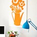 Large Mid Century Inspired Floral Wall Art Silk Screened on Bark Cloth