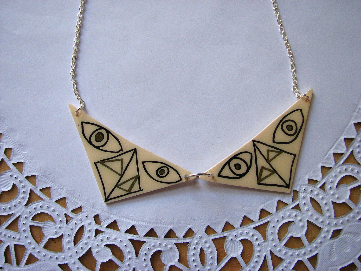 Collar Necklace - Oxford Collar with Eyes Pyramids and Triangles