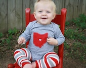 Ohio LOVE, GREY State of Ohio Bodysuit with heart, great baby shower gift, father's day gift, new dad