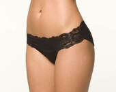 Black Panties Lingerie- Lace Waistband Bikini - Medium