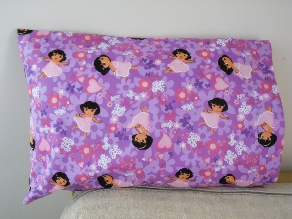 Pillow Case - Travel Size - Children - Toddler - Dora - Lavender - Purple - Pink