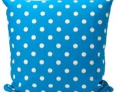 Decorative Blue Pillow Cover  - Ikat Dots- Bright Blue and Ivory