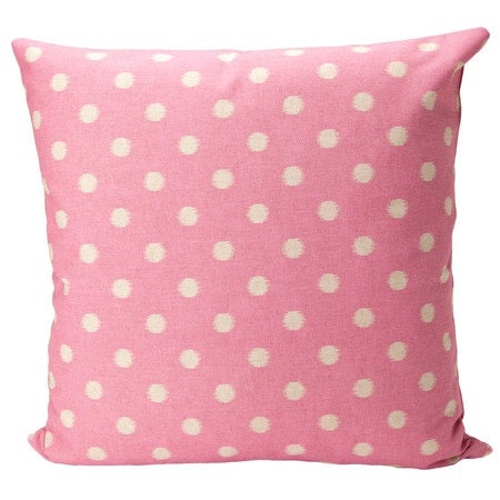 Rose Pink Decorative PIllow Cover - Ikat Dots- Rose Pink
