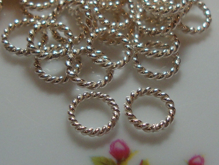 Bali Sterling Silver Twisted wire Jump Ring/Spacer, 20 pcs, 6mm, 18 gauge