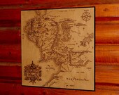 Lord of the Rings Middle Earth map woodburned home decor