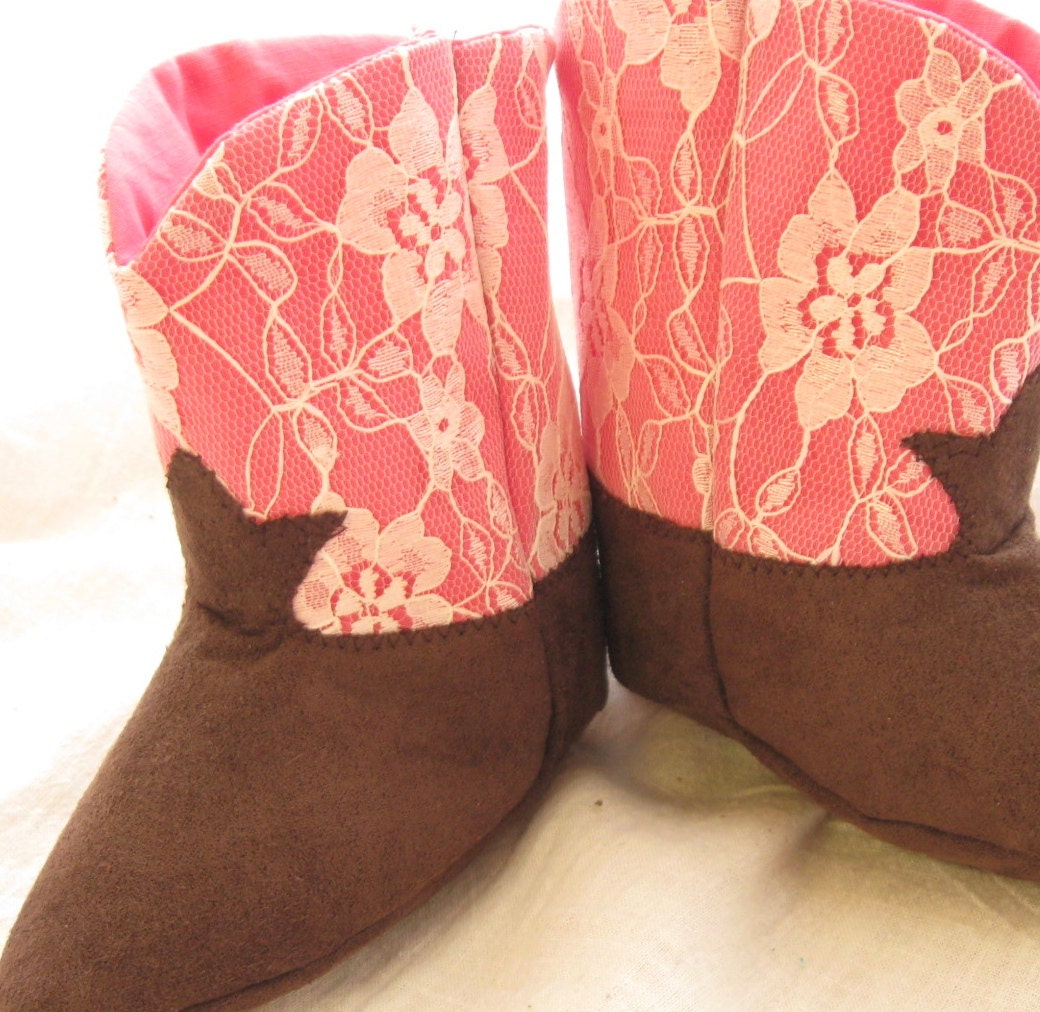 Items similar to Pink Lace Baby Cowgirl Boots on Etsy