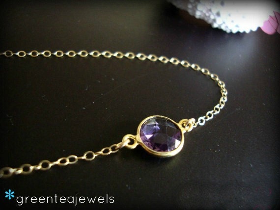 mon amie - amethyst bezel necklace - simple gemstone jewelry - LAST ONE