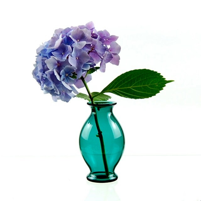 Teal Bud Vase, Hand Blown Glass
