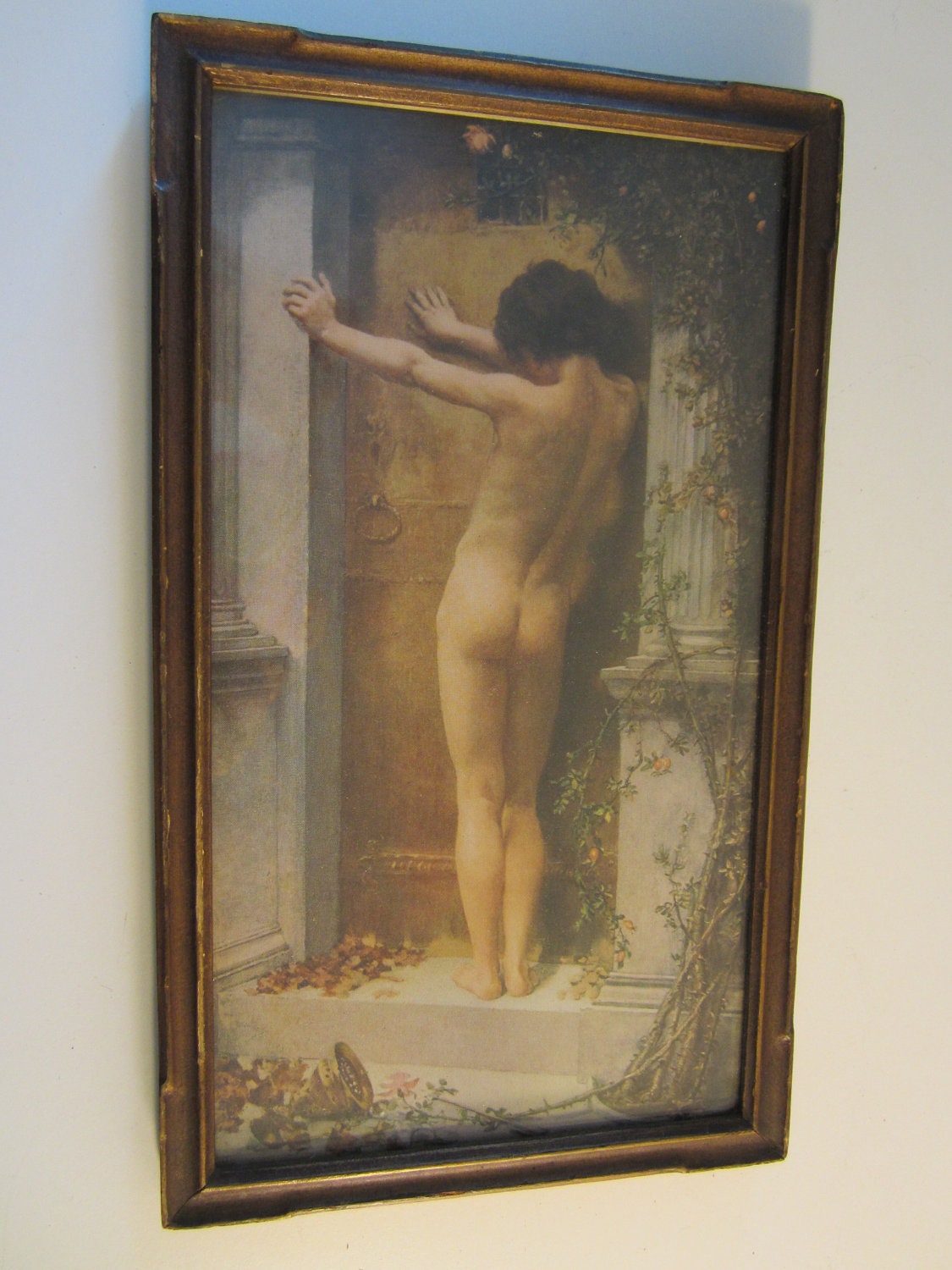 Vintage Framed Print Love Locked Out by Anna Lea Merritt 1930's