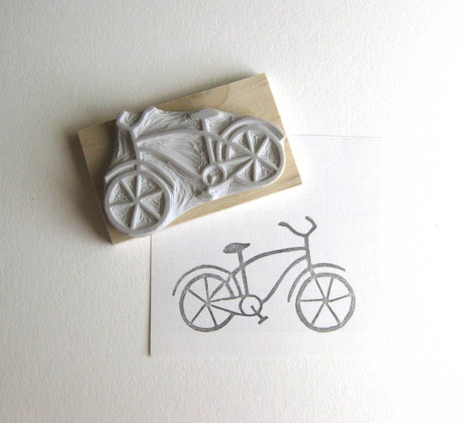 Bicycle - Hand Carved Rubber Stamp