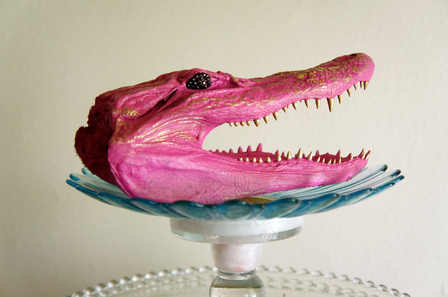 RESERVED Pink Alligator Head Taxidermy