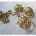 vintage LION jewelry - gold tone necklace and earrings with rhinestone rings