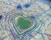 Mixed Media Art - Altered Map Art Colorado with Heart Sea Glass - 8 x 10 inches -  Colorado Rocky Mountain High Original Art