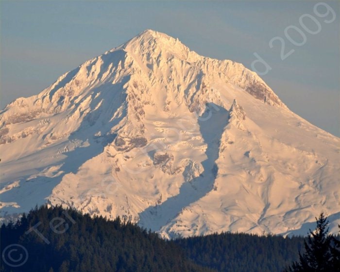 Fine Art Landscape Photography "Twilight Over Mount Hood" Oregon - 8 x 10 Digital Photo Print, Northwest Decor - WINTER Home