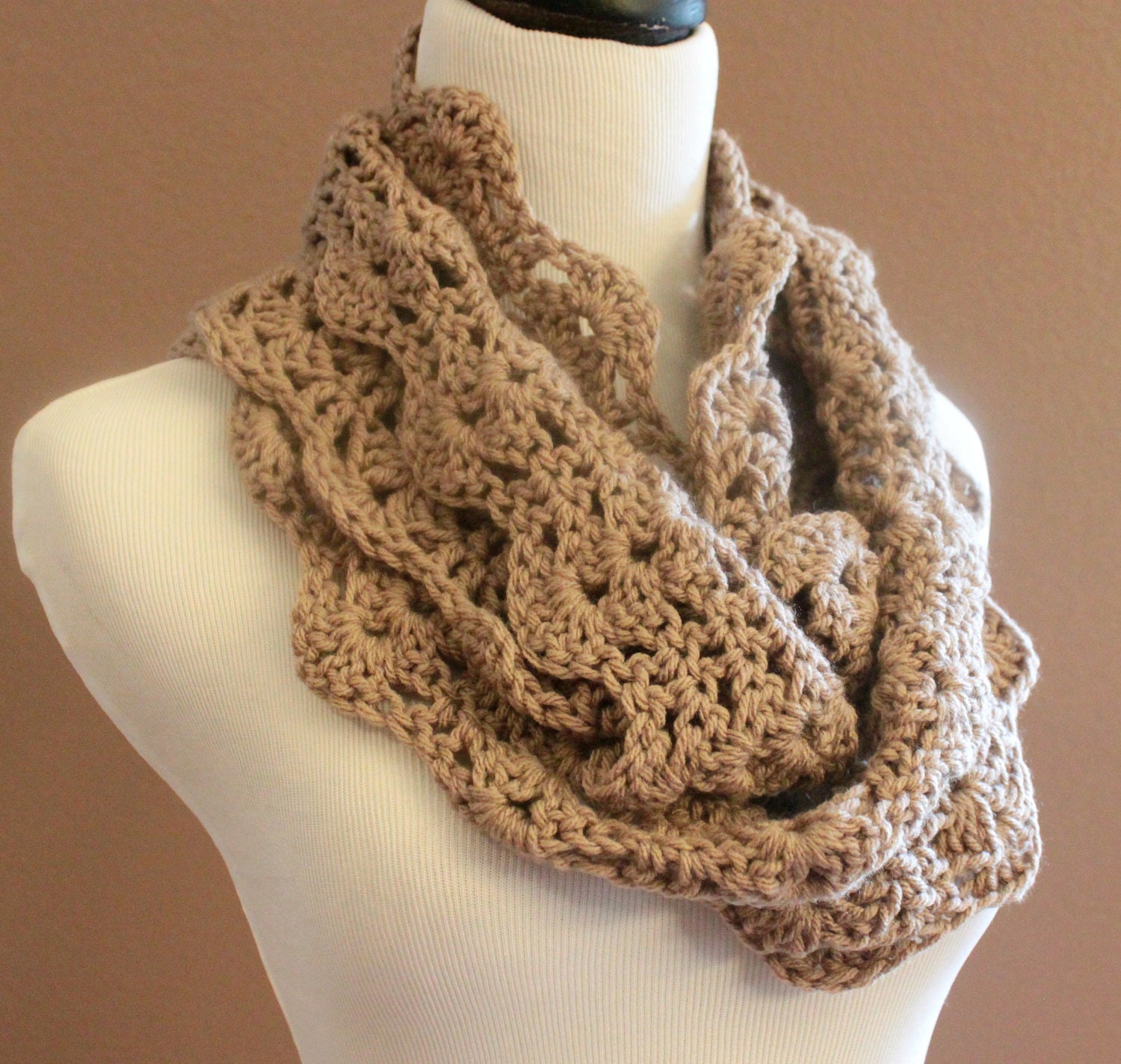 Chunky Crochet Infinity Scarf Lace Thick Cowl by OnTheHook on Etsy