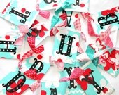 Fabric Birthday Banner - Fresh in Turquoise and Red Il_170x135