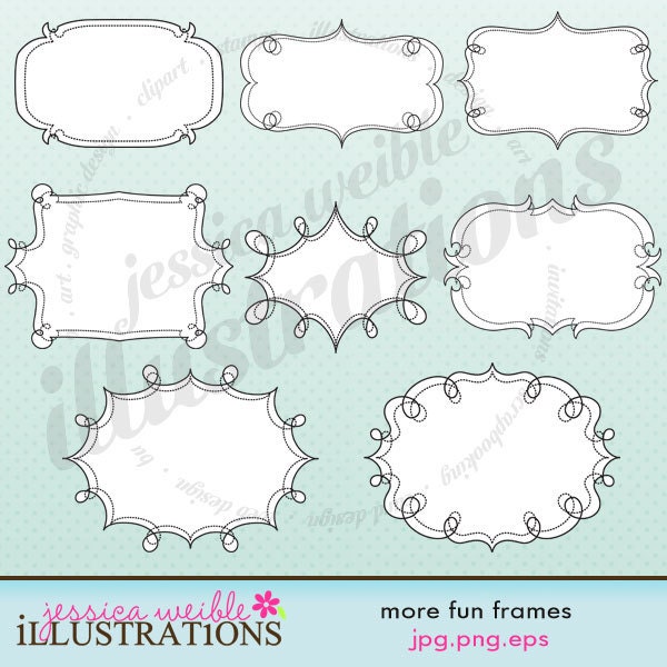 More Fun Frames Cute Digital Clipart for Card Design, Scrapbooking, and Web Design Il_570xn