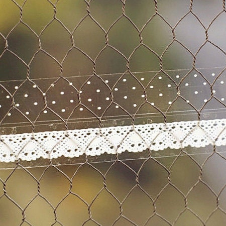 2 Set - Polka Dot & Lace Glass Tapes - Snow (0.6in)