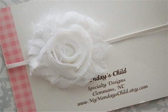 Shabby Chic Headband in White - Baby Headbands, Newborn Headbands, Baby Girl Headbands