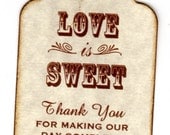 50 Wedding Favor Gift Tags / Place Cards / Escort Tags / Thank You Tags / Shower Tags / Love Is Sweet / Honey Jar Labels - Vintage Sepia