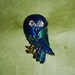 Vintage Blue and Green Enamel Mod Owl Brooch