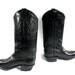 Ladies All Black Leather Dan Post Mistie Cowgirl Kickers, Intricate Stitched Wall Detail, Like-New Condition, Size 6
