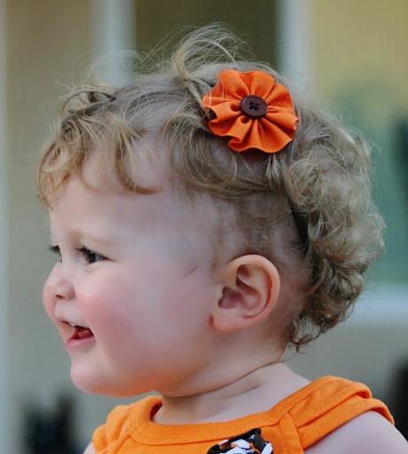 Pumpkin Orange and Brown Ruffled Flower Headband - Baby Headbands - Toddler Hair Accessories - Infant Hair Bows... Free Shipping Promo