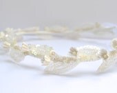 Bridal Hair Wreath Ivory Leaves and White Lily of the Valley Flowers Handmade by Jill's Boutique on Etsy