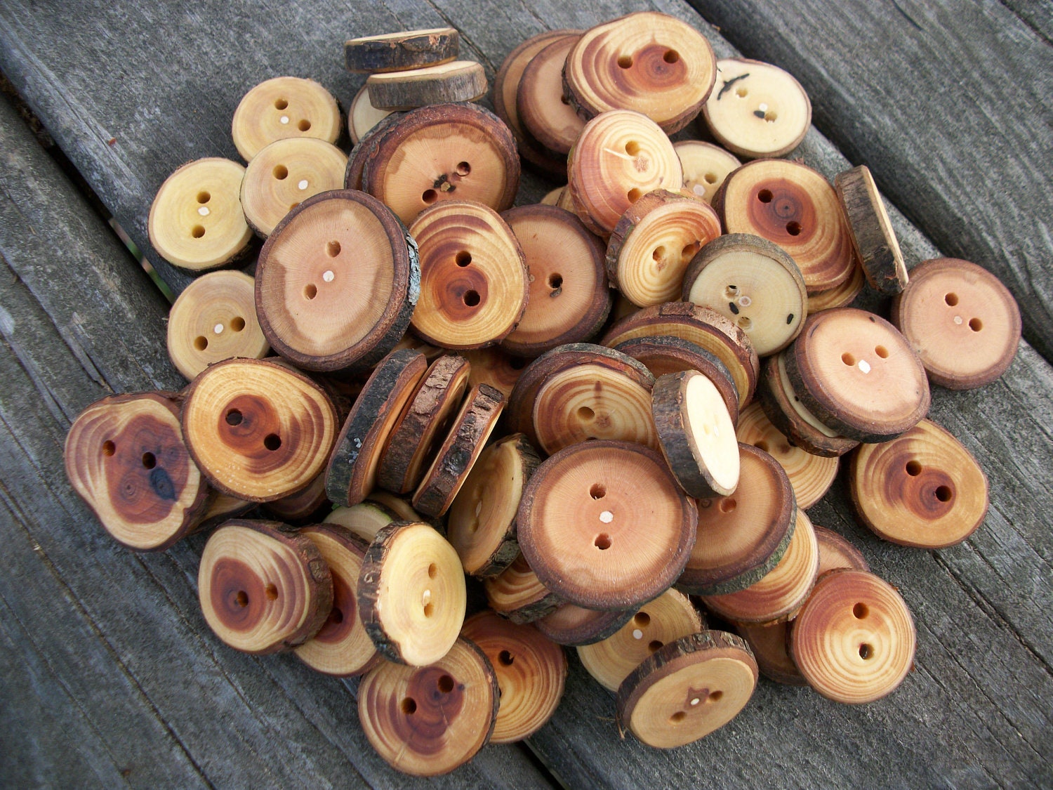 Wooden Button Variety Pack. 60 Buttons. 1 Inch To 1.50 Inches Wide
