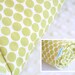 20% off - Minky Baby Blanket - Full Moon Polka Dot in Lime by Amy Butler, with Cream Dot Minky