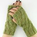knit fingerless mittens fingerless gloves knit wrists warmers gauntlets merino baby wool sage green beige tagt team teamt