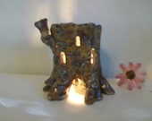 Tree Stump Fairy House and/or Night Light - Handmade on the Potters Wheel