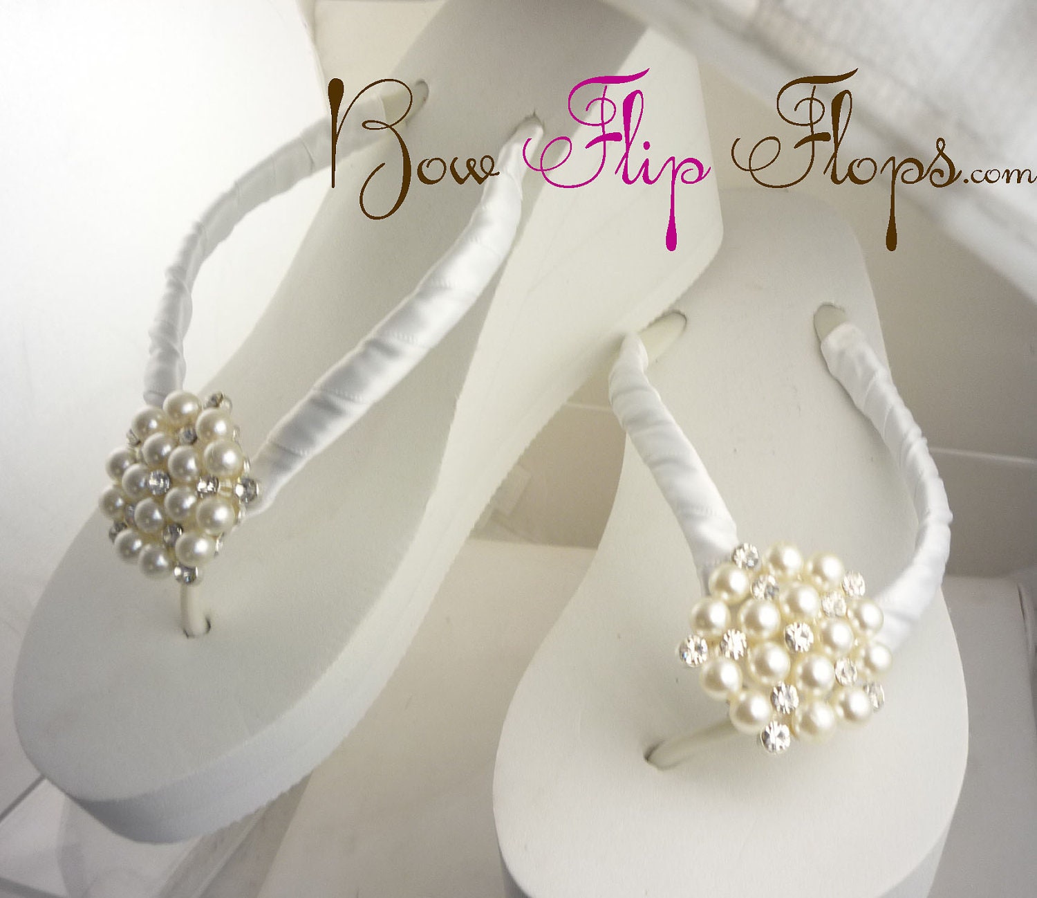 white wedge flip flops wedding