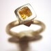 Square Yellow Sapphire Tall Stackable Ring Fine Silver Recycled Silver Size 7 OOAK Handmade by Lisajoy Sachs