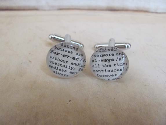 Always and Forever Cuff Links Wedding, Engagement, Anniversary, Husband, Finace, Marriage Dictionary Glass Gem by Kristin Victoria Designs