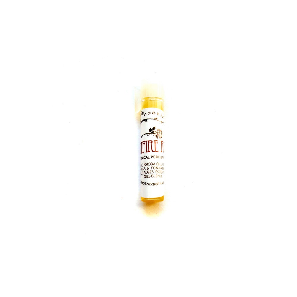 Bonfire Rose Botanical Perfume Oil - all natural artisanal fragrance - sample vial