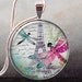 Dragonflies in Paris necklace charm, dragonfly jewelry, Paris honeymoon, anniversary gift