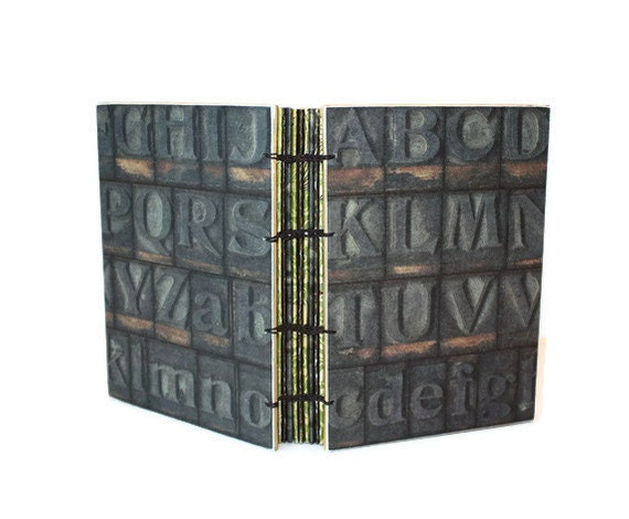 Vintage Printing Press Letters Handmade Journal