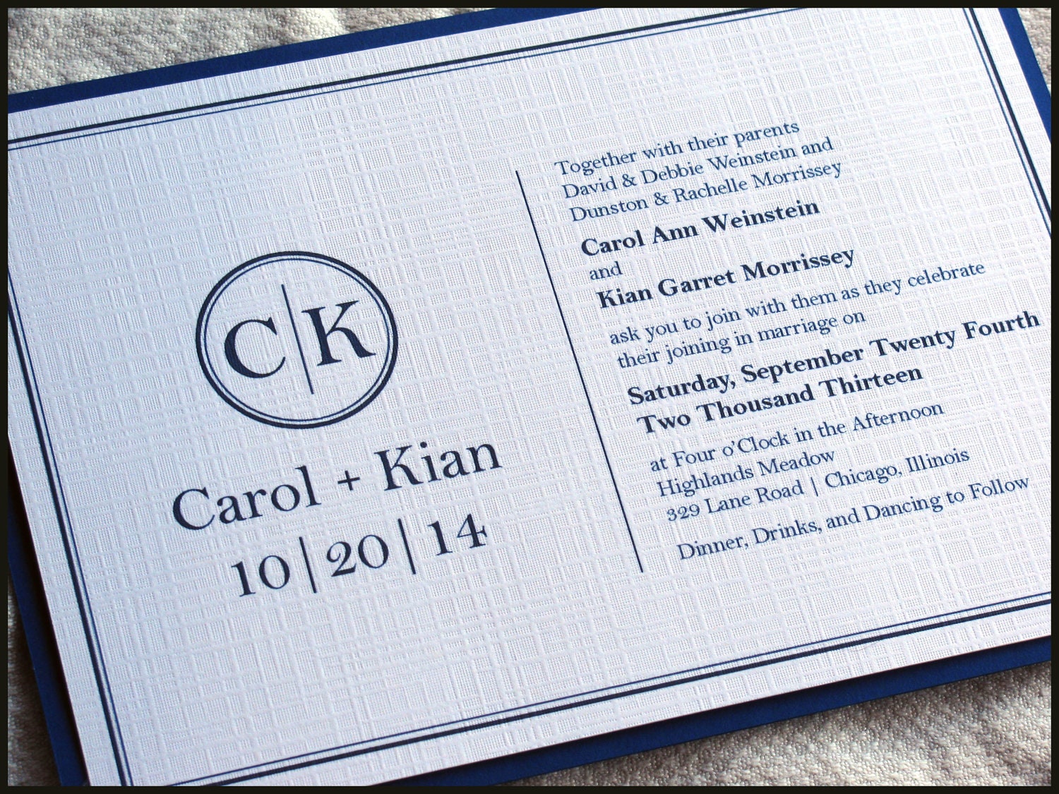 Monogram Modern Wedding Invitation Set by RunkPock Designs