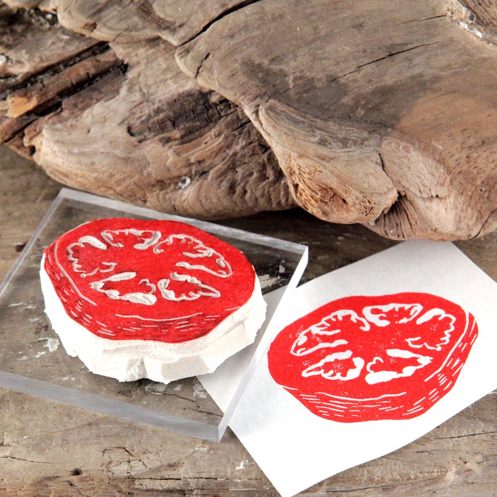 TOMATO Hand Carved and MOUNTED Rubber Stamp