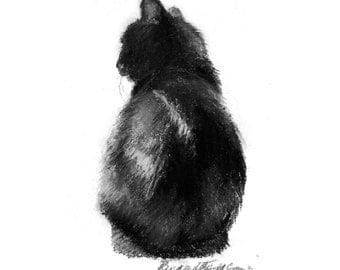 A Dozen Shades of Gray, feline pastel sketch, Digital Print