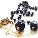 Jewelry Necklace,14kt Gold and Faceted Blue Lapis, Vermeil 22kt Gold Plate Clasp, Ornate, 14kt Gold Filled Chain, Elegant Luxe Jewelry