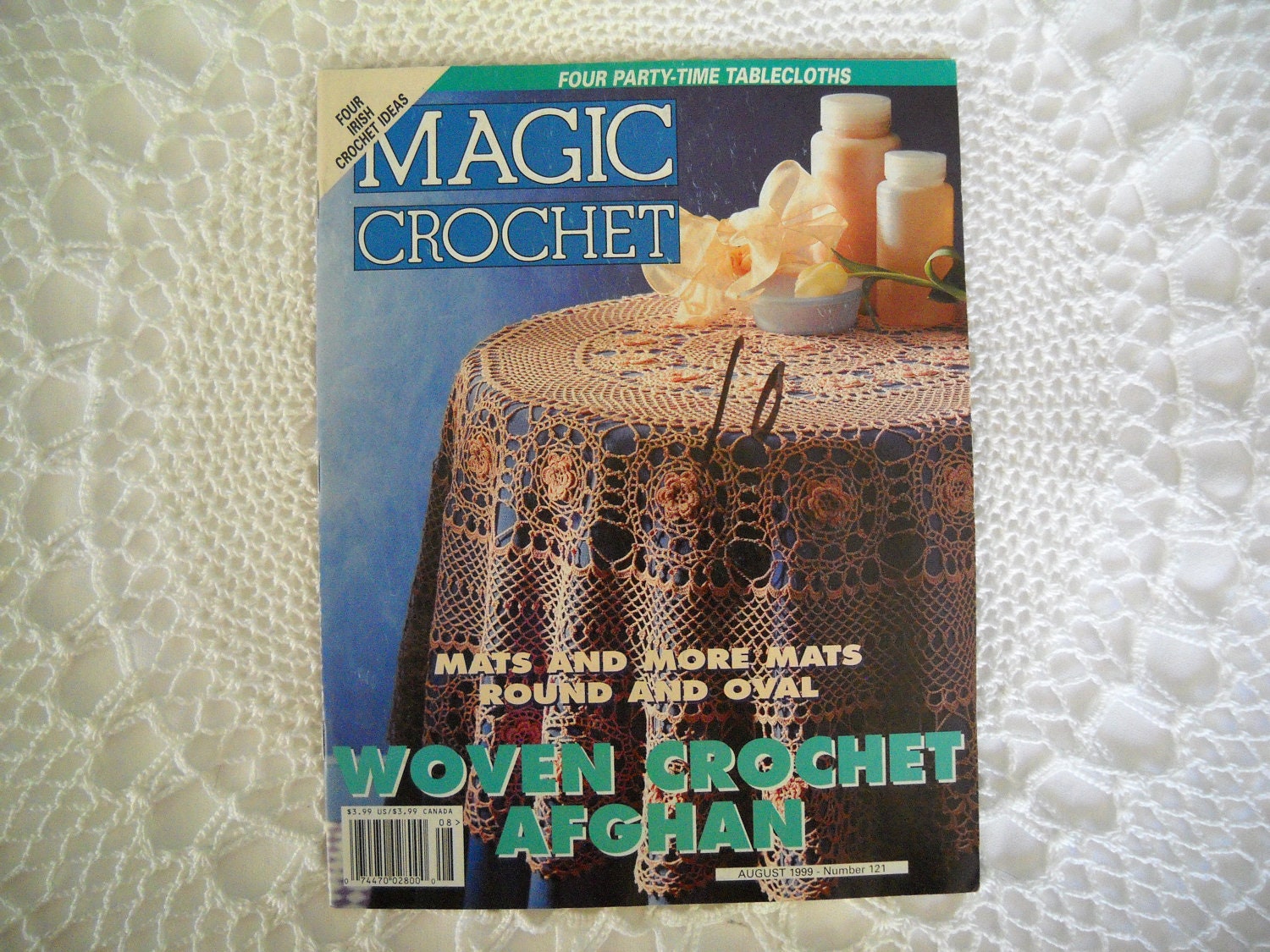 Magic Crochet Magazine August 1999 Number 121 Issue Woven Crochet Afghan